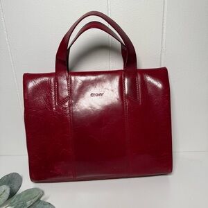 Vintage DKNY Red Cranberry Leather Handbag Purse